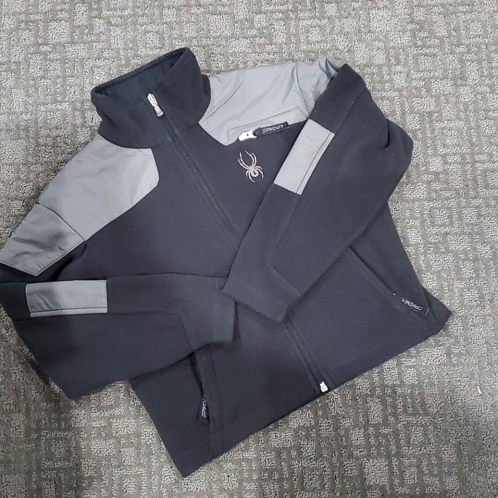 Spyder Kids Black Fleece Zipper Jacket.  Size S
